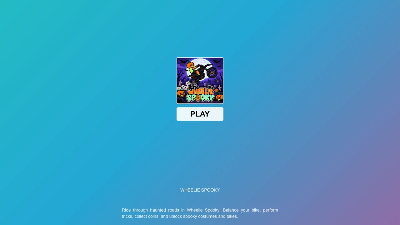 Full course view showing Halloween obstacles and balance challenges in Wheelie Spooky